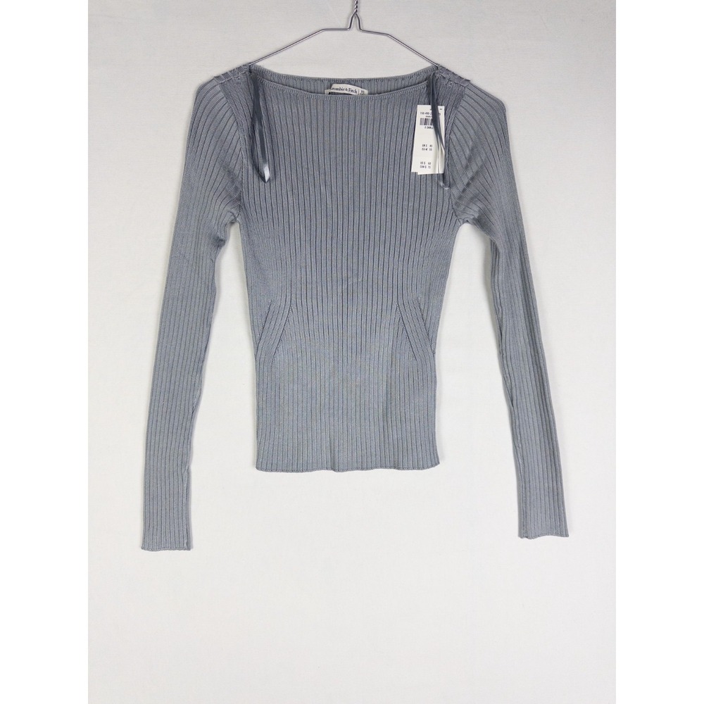 NWT Abercrombie‎ Fitch Womens XS Gray Round Neck Long Sleeve Top
